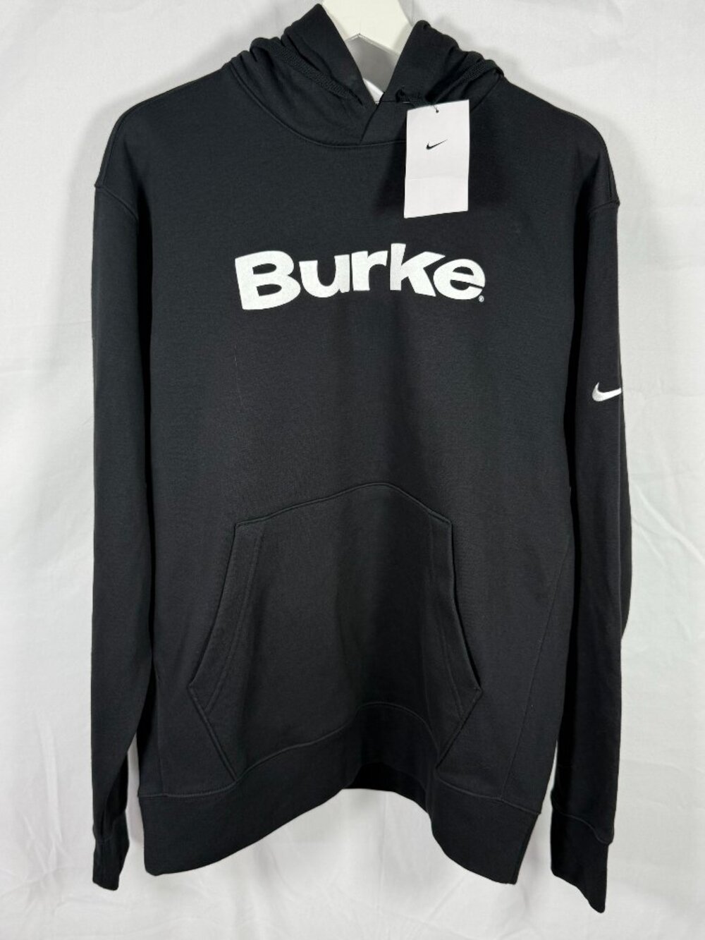 Nike Hoodie Sweatshirt Mens Large Black White Burke Swoosh Golf Pullover Hooded